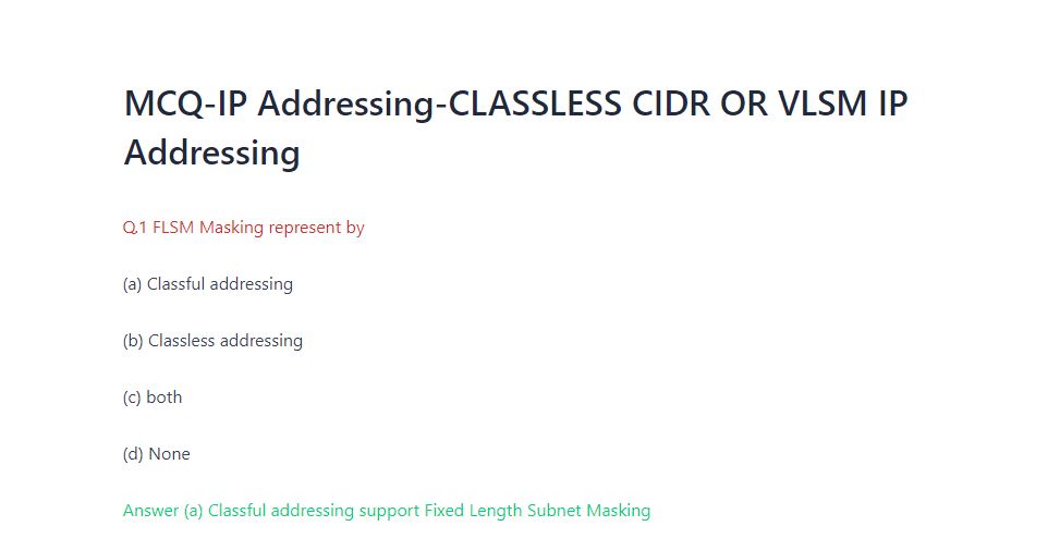 Classless cidr or vlsm ip addressing