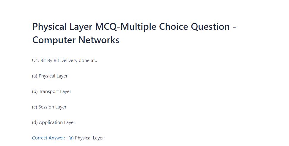 Physical layer mcq