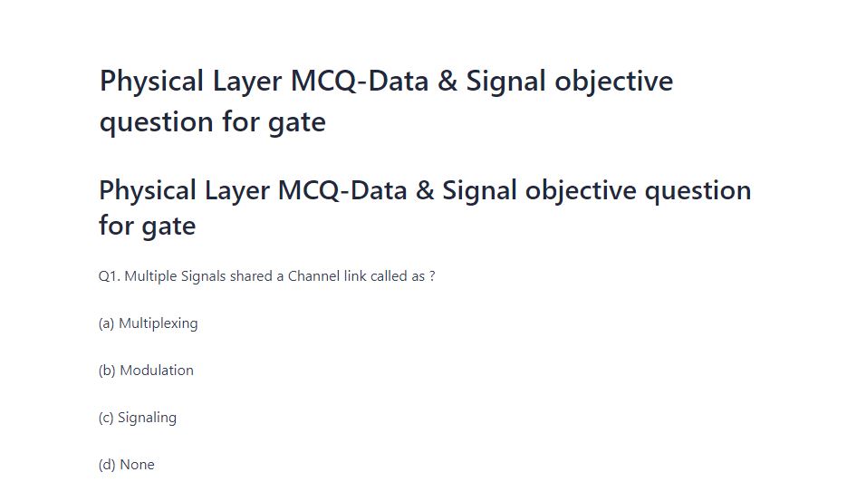 Physical Layer MCQ