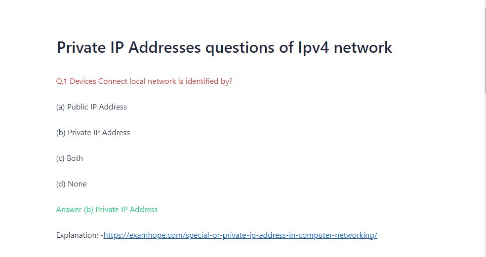 Private IP addresses questions of ipv4