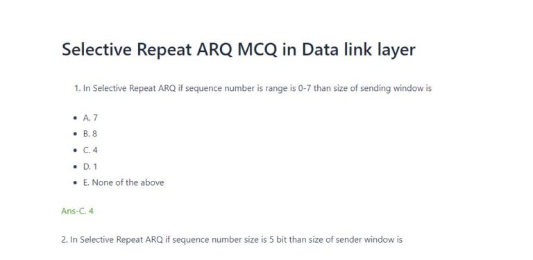 Selective repeat mcq