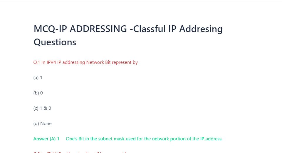 classful ip addressing questions