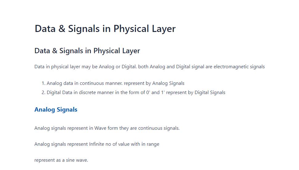 data and signal in physical layer