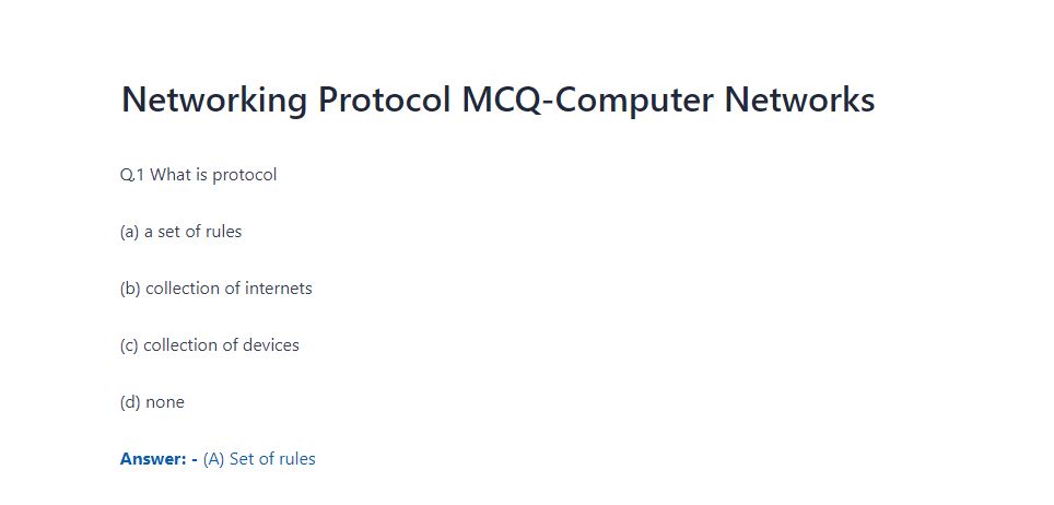 Networking Protocol MCQ