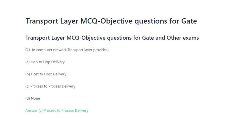Transport layer mcq